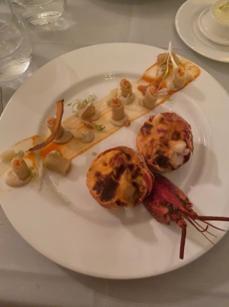 Lobster Thermador with stuffed pasta